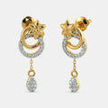 Gold Flower Diamond Drop Earrings