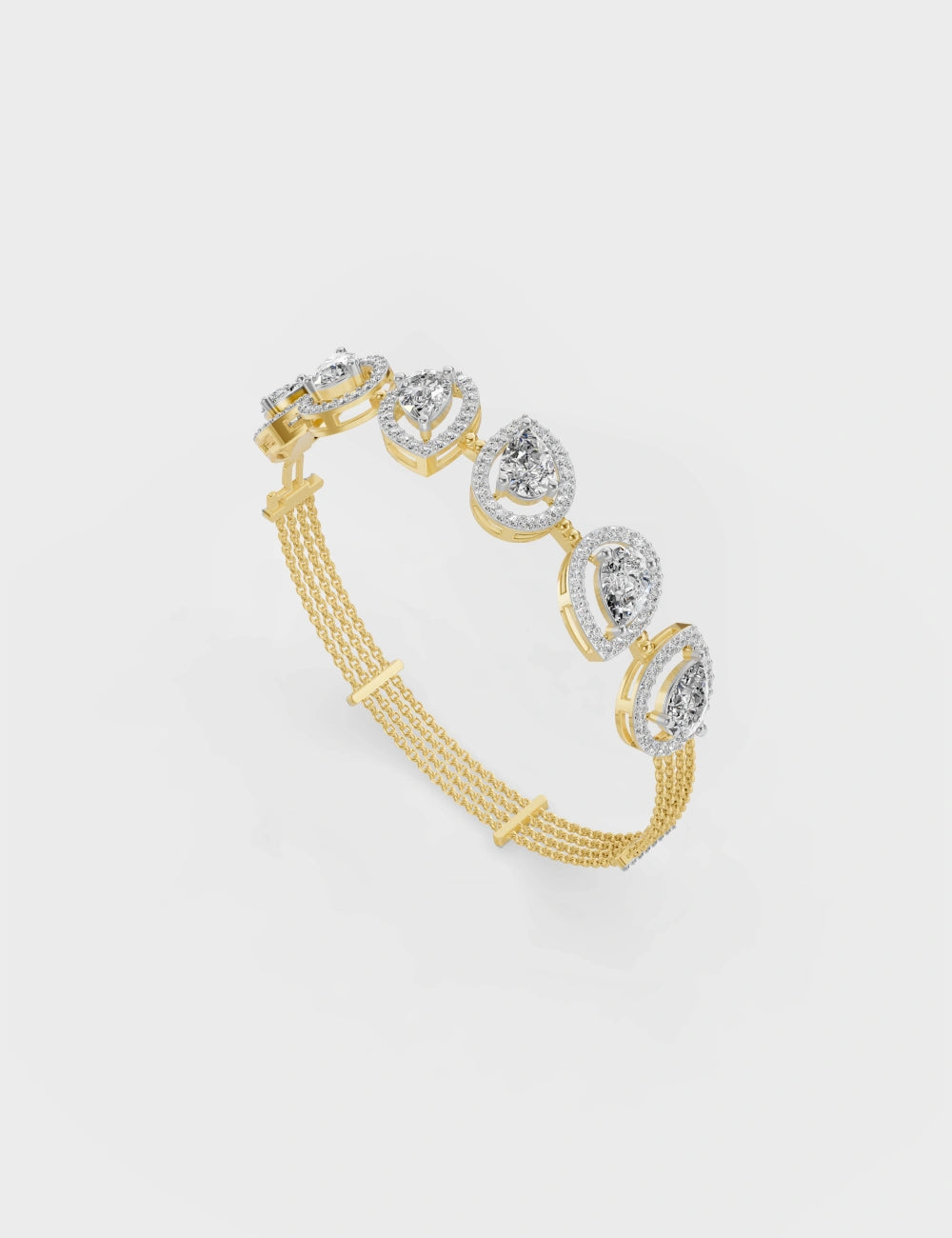 Gold Plated Elegant Teardrop American Diamond Bracelet
